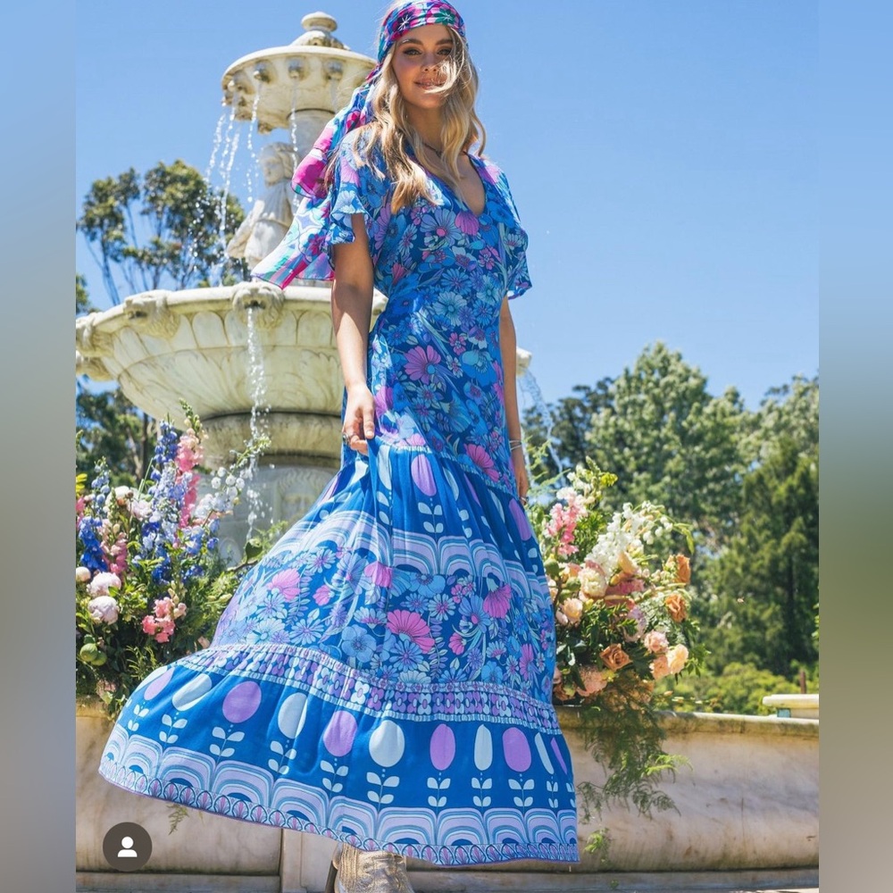 Nine Lives Bazaar Garden Party Dress in Lapis - Picture 6 of 8